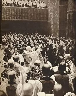 St Edwards Crown Gallery: George VI is crowned with St. Edwards Crown on the day of his coronation, 1937
