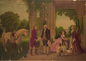 La Fayette Prints: George Washington welcoming Marquis de Lafayette to his home at Mount Vernon, ca 1873-1875