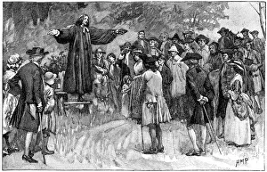 Preaching Prints: George Whitefield preaching in the open air, (c1750) c1870