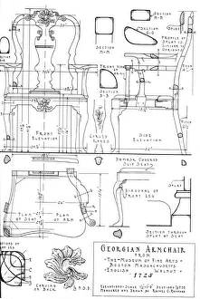 Schematic Prints: Georgian Armchair, 1922. Artist: Rachel C Raymond