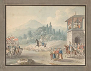 Georgian cavalry review, c. 1780. Artist: Anonymous