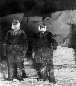 Georgii Iakovlevich Sedov and Iugan, a Sailor; return to the Ship After a Ten-Day Excursion, 1912. Creator: Mikhail Alekseevich Pavlov