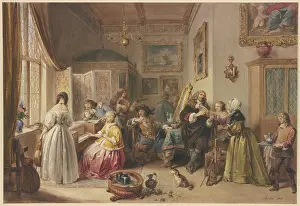 Family Group Prints: Gerhard Terborg visiting his niece, 1839. Creator: Jean-Baptiste Madou