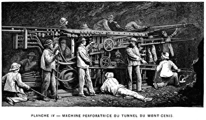 Germain Sommeillers compressed air rock drill used in excavation of the Mont Cenis Tunnel, 1874