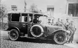 Spare Tyre Prints: German Army auto with wire cutter, between c1914 and c1915. Creator: Bain News Service