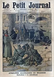 German atrocities in Belgium: execution by machine gun, 1915. Creator: Unknown
