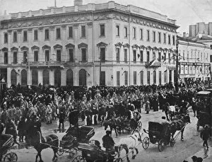 German and Austrian prisoners being marched through the streets of Petrograd, 1915
