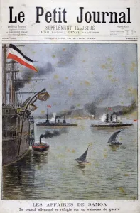Samoa Prints: The German consul seeks refuge on a german war ship, 1899. Artist: Henri Meyer
