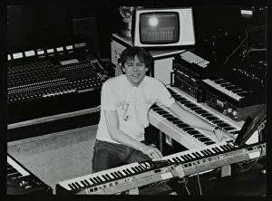 German electronic musician Klaus Schulze at the Forum Theatre, Hatfield, Hertfordshire, 1983