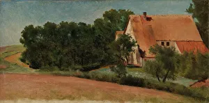 Germany Europe Prints: German Farmhouse by a Road, 1863. Creator: Hjalmar Munsterhjelm