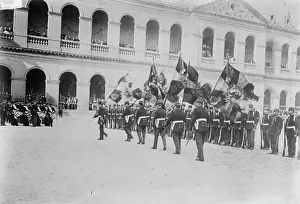 Military Band Prints: German flags received at Invalides, Paris, 27 Oct 1914. Creator: Bain News Service