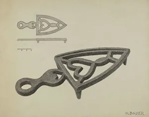 Pa German Prints: German Flat-iron Holder, c. 1938. Creator: Herman Bader