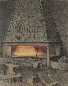 Chimney Breast Prints: German hearth in amot's mill, 1924-1938. Creator: Ferdinand Boberg