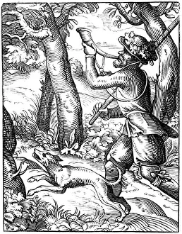 Thicket Prints: German huntsman, 16th century (1849). Artist: Jost Amman