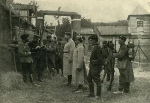 Questioning Prints: German prisoners, First World War, 1914, (c1920). Creator: Unknown
