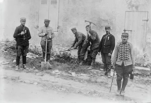 Prisoners Prints: German prisoners at work, near Villeroy, 1914. Creator: Bain News Service