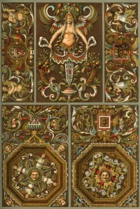 German Renaissance painted plaster ornament, (1898). Creator: Unknown German Renaissance painted plaster ornament, (1898). Creator: Unknown
