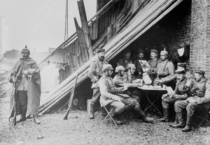 Rest And Recreation Prints: German River patrol, France, between 1914 and c1915. Creator: Bain News Service