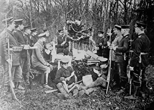 Christmas Decorations Prints: German soldier's Christmas, between 1914 and c1915. Creator: Bain News Service
