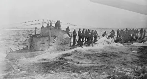 Us Navy Prints: German submarine surrenders to U.S. Navy, 1917. Creator: Bain News Service