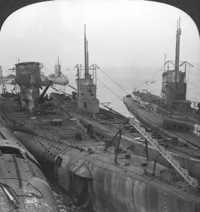 U Boat Prints: German submarines secured in a Channel port