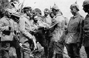 Hw Wilson Prints: German troops stopping for midday rations on the way to Brussels, First World War, 1914