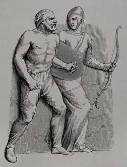 Semi Naked Prints: Germanic and Gaul auxiliaries, 1877. Creator: Unknown