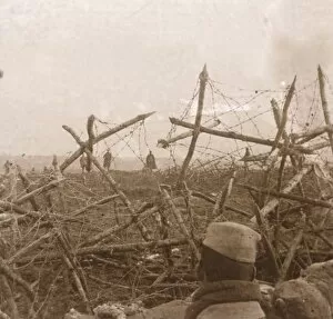 Germans coming out of the trenches, Massiges, northern France, c1914-c1918