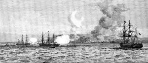 Indian Ocean Prints: The Germans in East Africa - the Carola and Schwalbe bombarding Kilwa