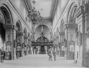 Russian Orthodox Prints: Germans in Russian church at Suwalki, between c1914 and c1915. Creator: Bain News Service