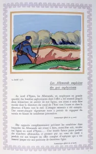 Bunker Prints: The Germans use chlorine gas, Ypres, 22nd April 1915, (1919). Artist: Andre Helle