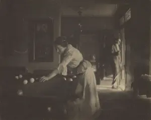 Long Island Prints: Gertrude Kasebier O'Malley at Billiards (Self-portrait), about 1909