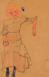 Schiele Prints: Gertrude Schiele seated, 1910. Creator: Schiele, Egon (1890-1918)