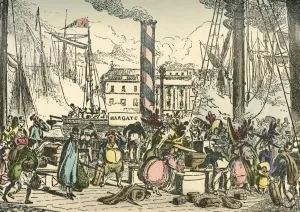 Paul Pry Prints: Getting on Board the Margate Steam Packet at London Bridges Wharf