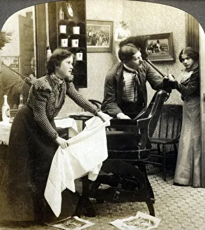 Getting His Hair Banged. Artist: American Stereoscopic Company