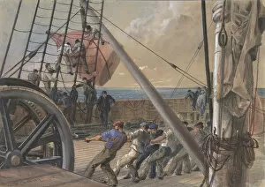 Cable Laying Gallery: Getting Out One of the Large Buoys for Launching, August 2nd, 1865, 1865