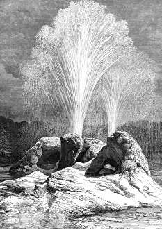 Edouard Riou Prints: A geyser, USA, 19th century. Artist: Edouard Riou