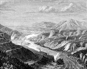 Geysers Prints: Geysers in Waikato, North Island, New Zealand, 1886. Artist: Lancelot