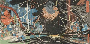 Demon Prints: Ghost of Akugenda Yoshihira Attacking Nanba Jiro at Nunobiki Waterfall
