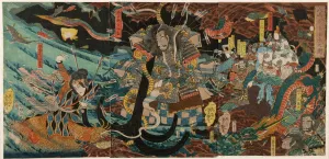 The ghost of the general Taira no Tomomori at the bottom of the ocean with the anchor The ghost of the general Taira no Tomomori at the bottom of the ocean with the anchor