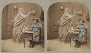 Terror Gallery: The Ghost in the Stereoscope, ca. 1856. Creator: London Stereoscopic & Photographic Co