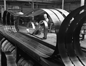 Iron And Steel Industry Gallery: Giant bandsaw blades, Slack Sellers & Co, Sheffield, South Yorkshire, 1963. Artist