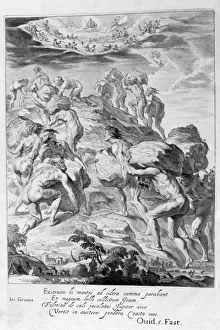 The giants attempt to scale Heaven by piling mountains upon one another, 1655. Artist: Michel de Marolles