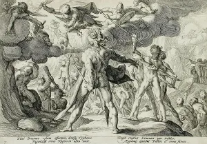 Henry Goltzius Prints: The Giants Climbing the Heavens, published 1589. Creator: Hendrik Goltzius