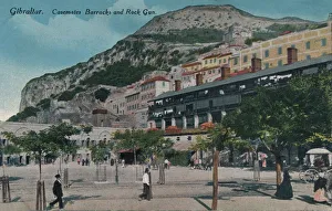 Gibraltar Prints: Gibraltar - Casemates Barracks and Rock Gun, c1900