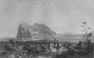 Edward Francis Prints: Gibraltar. From the lower Signal Tower at the foot of the Queen of Spains Chair