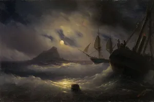 Surge Gallery: Gibraltar by Night, 1844. Artist: Aivazovsky, Ivan Konstantinovich (1817-1900)