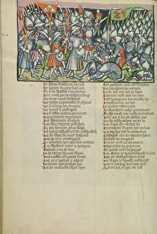 Israelites Prints: Gideon Attacking the Midianites at Night; Weltchronik, about 1400-1410. Creator: Unknown