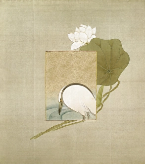 Wading Bird Prints: Gift Cover (Fukusa), 1868-1900. Creator: Unknown