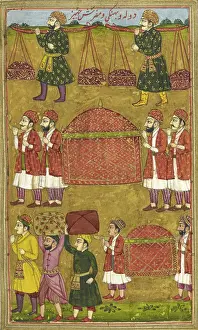 Sari Prints: Gifts and palanquins sent by Khusrau to Shirin, 1726. Creator: Anon